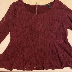 Maroon Pleated Top